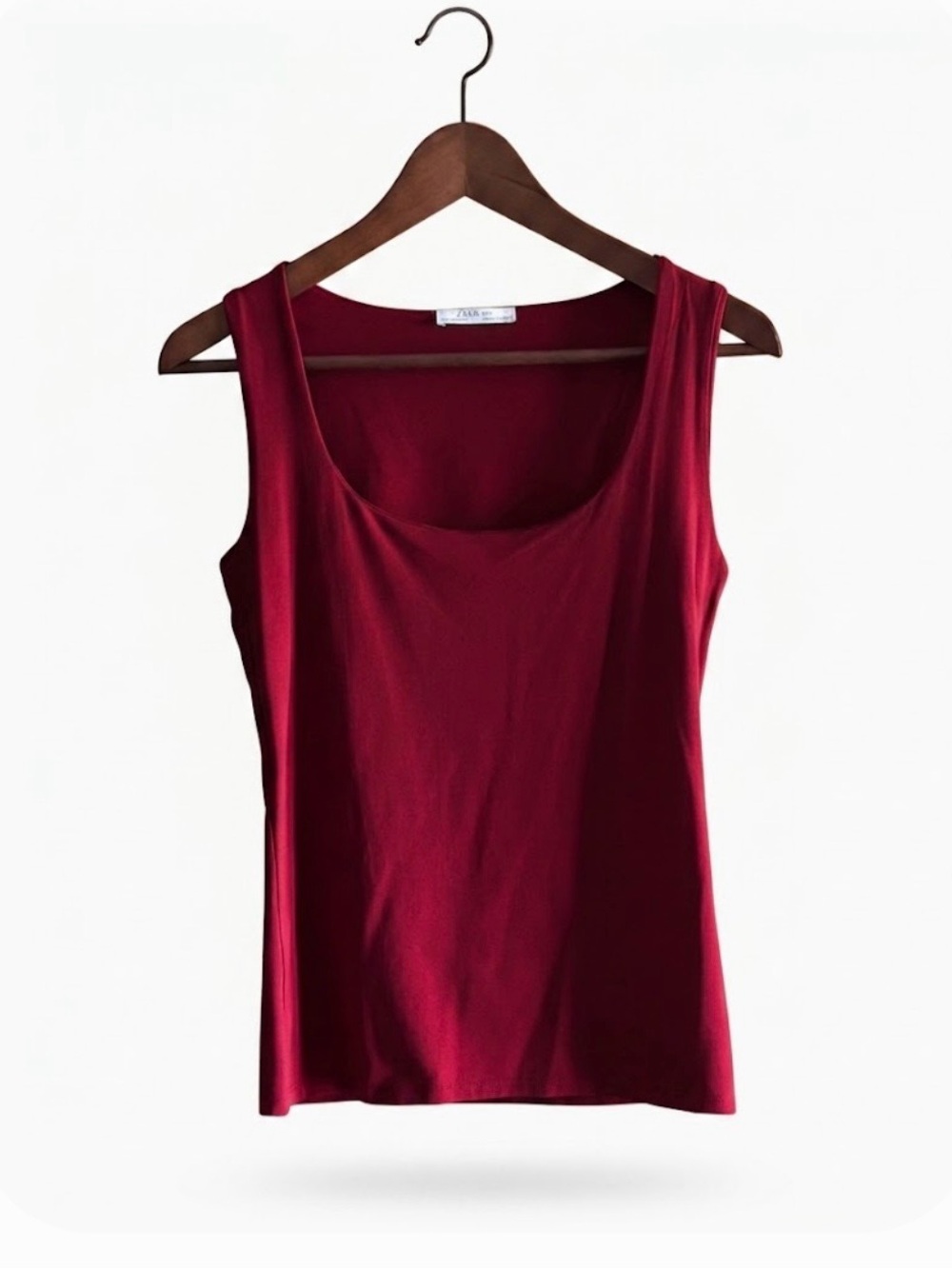 Zara Scoop Neck Tank — Burgundy Red